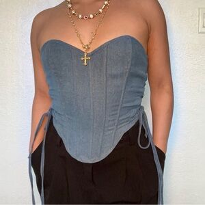 Blue Denim Corset Top